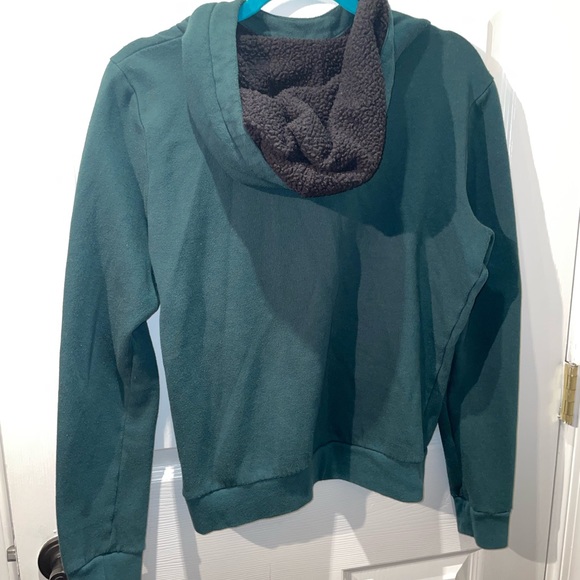 PINK Green Fleece Hoodie Size Medium - Picture 3 of 8